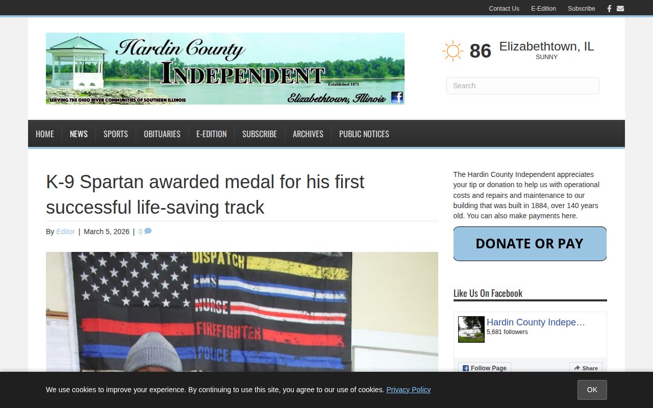 Hardin County Independent article identifying Elizabethtown police leadership